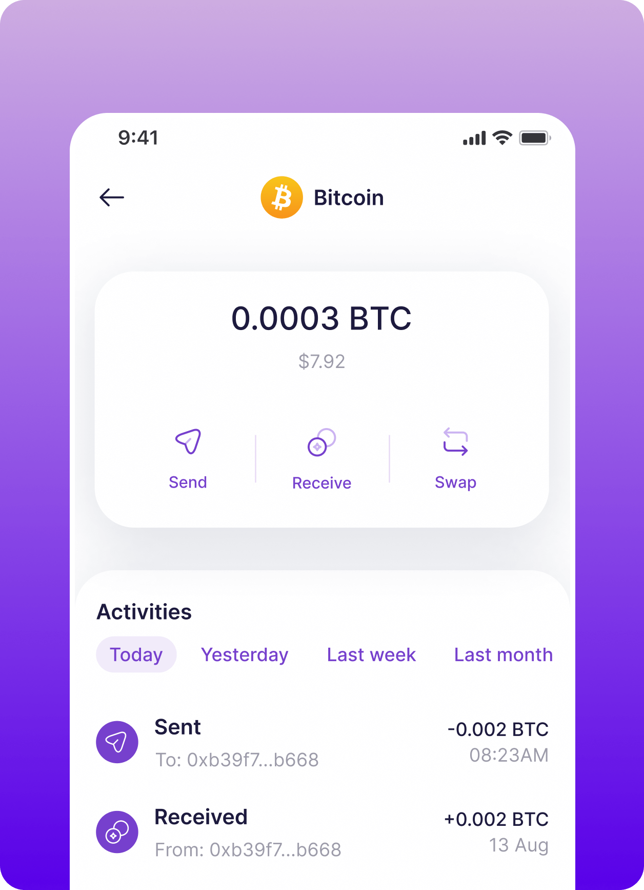 NFT wallet UI